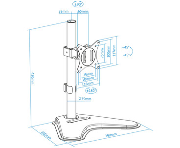 SOPORTE MESA 1 PANTALLA GIRATORIO E INCLINABLE 17''-32'' NEGRO TOOQ