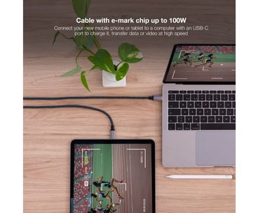 CABLE USB 3.1 GEN2 10Gbps 5A 4K/60Hz, USB-C/M USB-C/M 0.5 M GRIS/NEGRO NANOCABLE