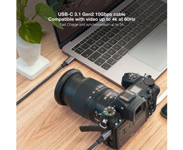 CABLE USB 3.1 GEN2 10Gbps 5A 4K/60Hz, USB-C/M USB-C/M 0.5 M GRIS/NEGRO NANOCABLE