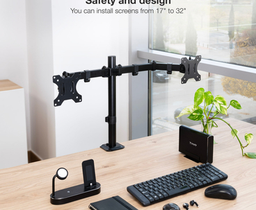SOPORTE MESA 2 PANTALLAS GIRATORIO E INCLINABLE 17"-27" TOOQ