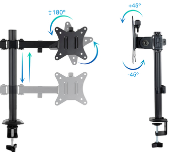 SOPORTE MESA 2 PANTALLAS GIRATORIO E INCLINABLE 17"-27" TOOQ