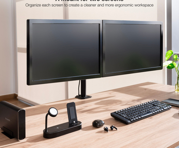 SOPORTE MESA 2 PANTALLAS GIRATORIO E INCLINABLE 17"-27" TOOQ