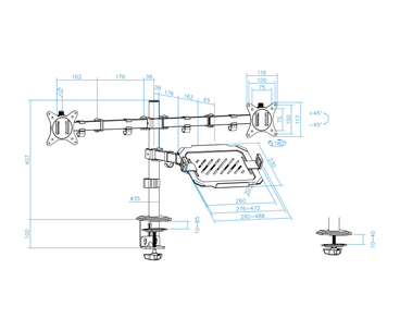 SOPORTE MESA 2 PANTALLAS 17"-32" Y PORTATIL TOOQ