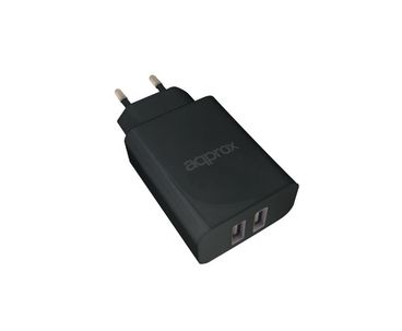 CARGADOR USB DE VIAJE/PARED DUAL 2.4A NEGRO APPROX