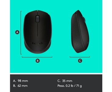 RATON OPTICO WIRELESS M170 NANO RECEPTOR NEGRO LOGITECH